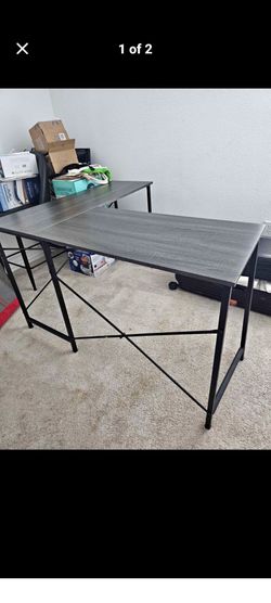 Gray corner desk