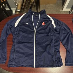 New Balance Jacket Mens XL Blue Red Sox Full Zip Embroidered Warm Up