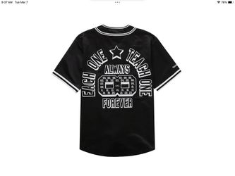Supreme x Mitchell & Ness Satin Baseball Jersey in Black, Size Small