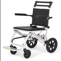 Lightweight Wheelchairs with Handbrake, Weights Only 23lbs, Compact Portable Wheelchair, Folding Transport Wheelchair for Adults & Kids, Sliver (11" R