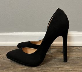 Womens Black Suede D’orsay High Heel Pumps