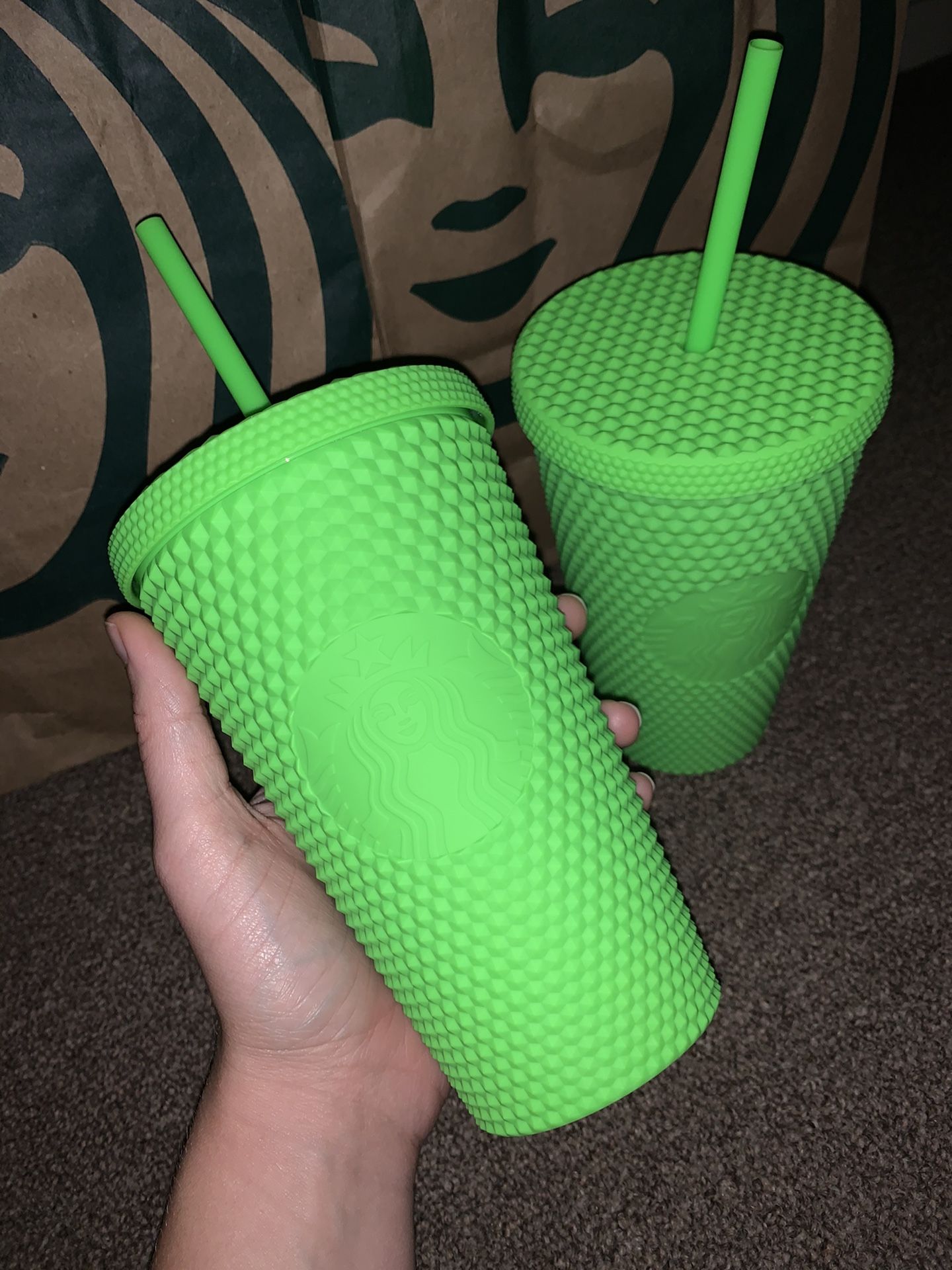 New Lime Green Studded Grande Pair Fall 2021 Two Cups