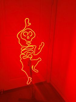 33-in LED Neon Orange Skeleton Halloween Light