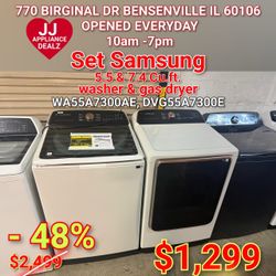 ⚡️New SET Samsung Washer & Gas Dryer WA55A7300AE,DVG55A7300E