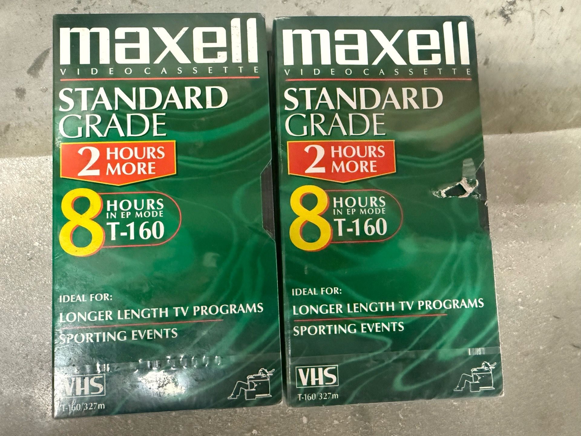 NEW / SEALED ~ MAXELL Standard Grade T-160 Blank VHS 8 Hours in EP Mode - 4 Pack
