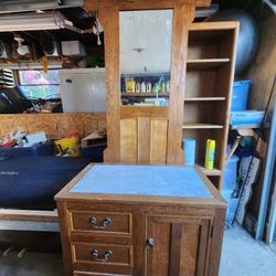 Oak 1800's Dresser with mirror and marble Top