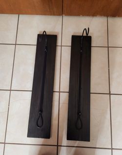 Pair Of Wooden With Metal Pot Holder 25" Tall