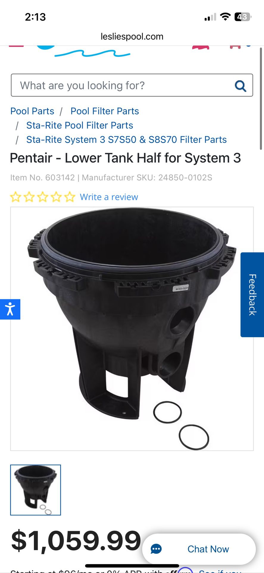 Pentair Sta-rite System 3 Tank And Lid 