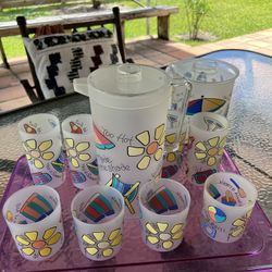 Plastic Party Serving Set With  Serving Tray, Pitcher , Ice Bucket With Thong & 8 Water 