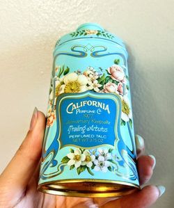 Vintage Talcum Powder Art Nouveau Canister Decor Blue California