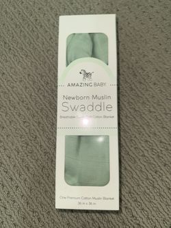 Amazing Baby Newborn Muslin Swaddle in Mint Green Premium Cotton Muslin Blanket