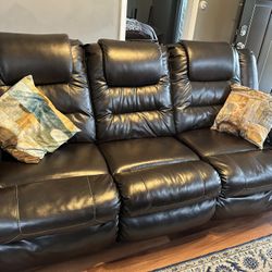 Leather Recliner Sofa And Love Seat Set (Excellent condition)