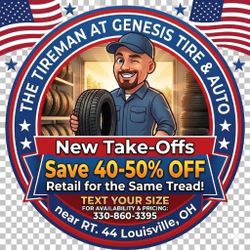New Tires at 40-50% off retail