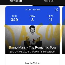 Bruno Mars 6x Tickets LA The Romantic Sofi Stadium Transfer Ready CHEAP!