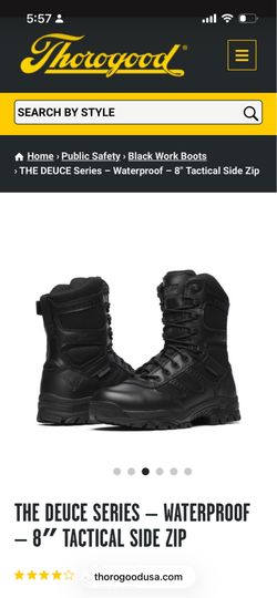 Thorogood THE DEUCE SERIES Waterproof 8" Tactical Side Zip Boots - Men 15 M