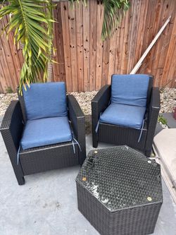 Outdoor Wicker Patio Chair Set with Side Table