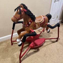 Toy Radio Flyer Blaze Interactive Riding Horse, Brown Ride-on Pony for Kids Realistic Sounds