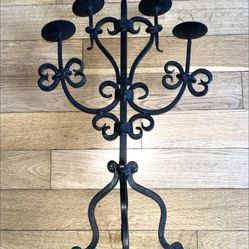 Vintage Gothic-Style Wrought Iron Candelabra