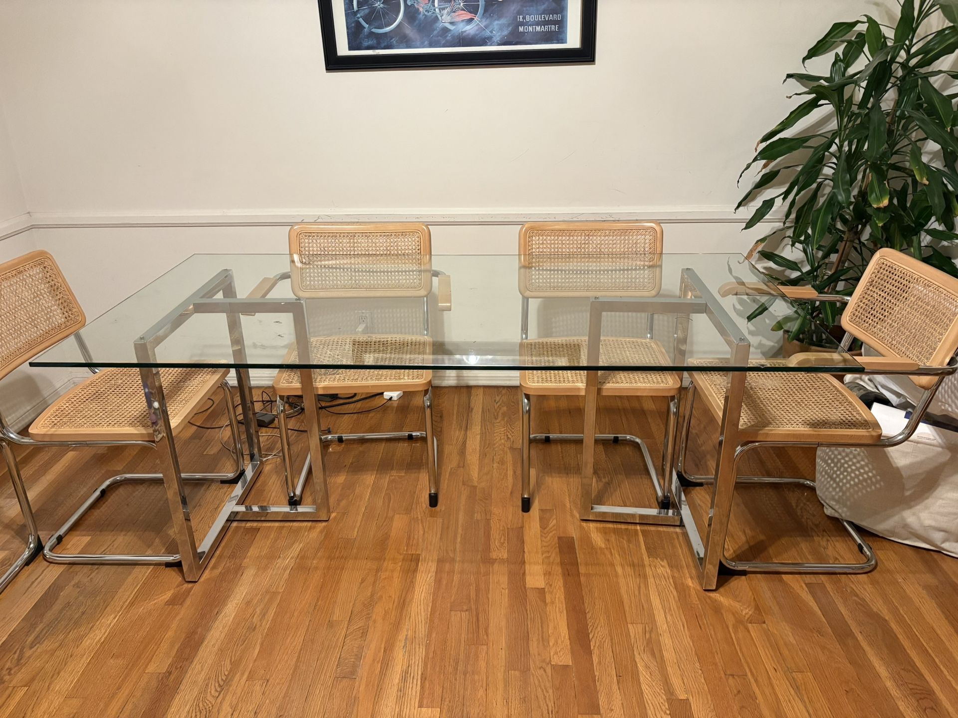 CB2 GLASS DINING TABLE