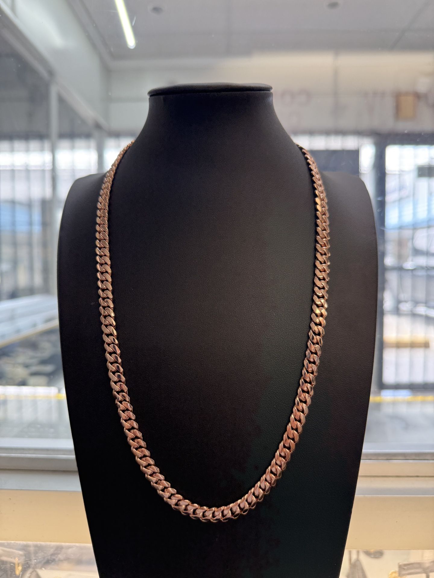 8MM 14Kt Rose Gold Over Silver Cuban Link Chain