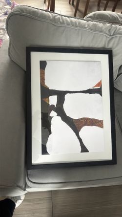 Modern Abstract Framed Wall Art – Black, White & Bronze – 18” x 24”