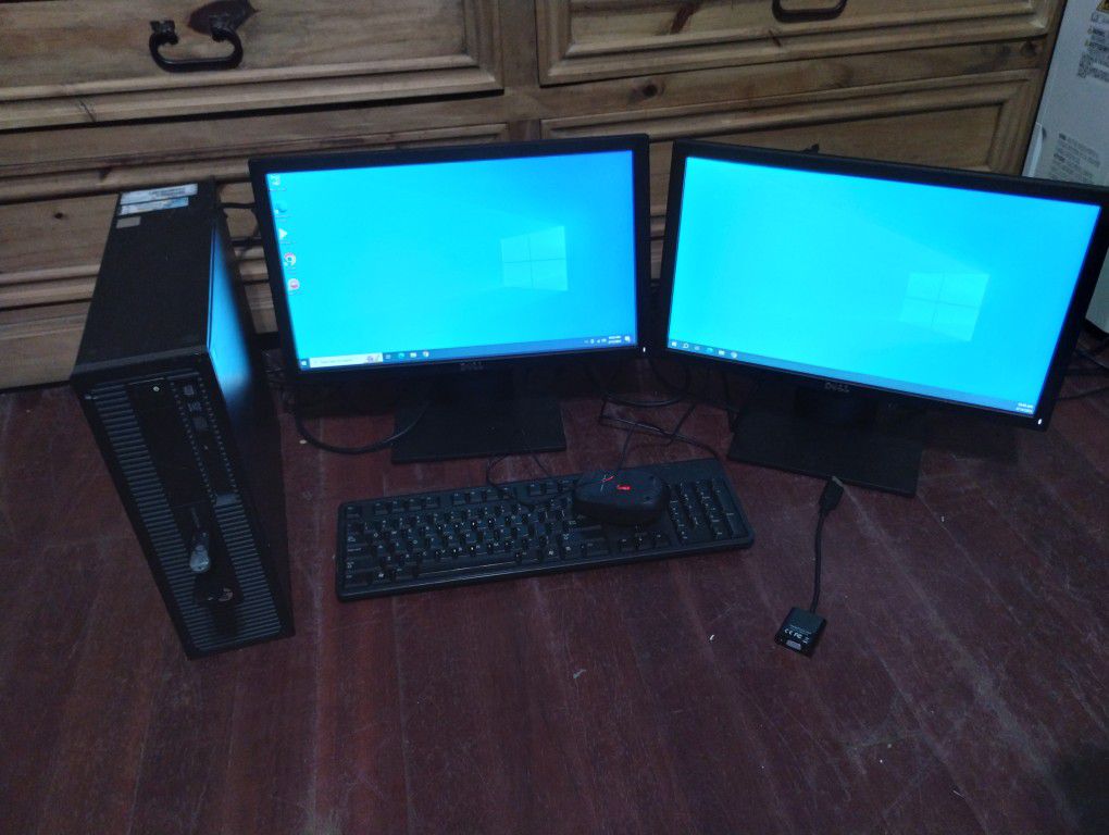 Hp I5 Computer With Dual Monitors 
