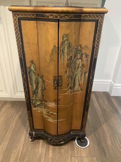Hand Painted Cabinet With Interior Shelves
