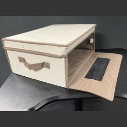 Vision Storage Box, Natural Canvas with Brown Trim. Folding storage bin