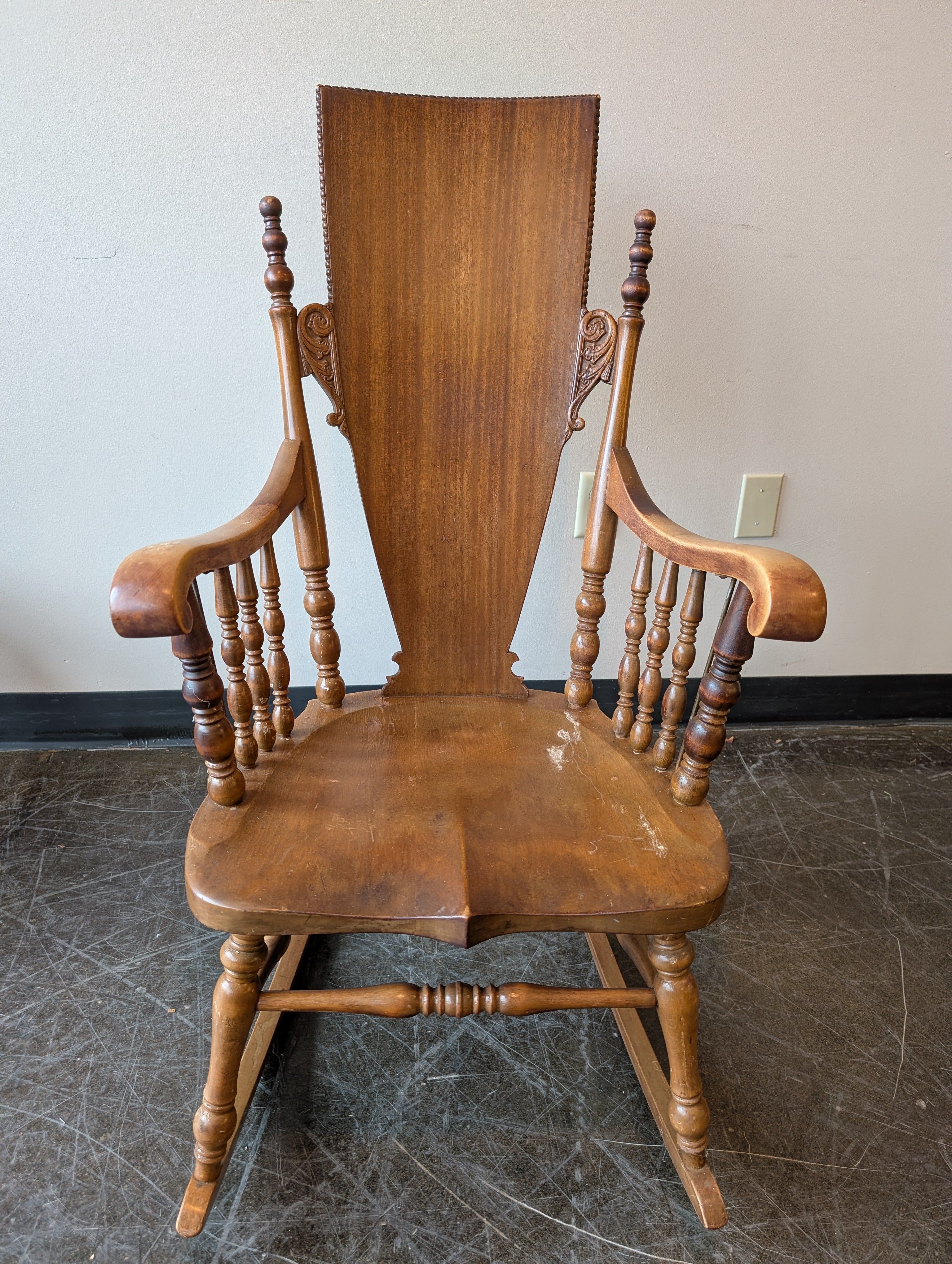 Carved Wood Vintage Rocking Chair