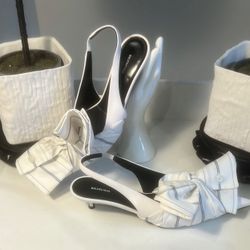 New Balenciaga White Kitten Heels