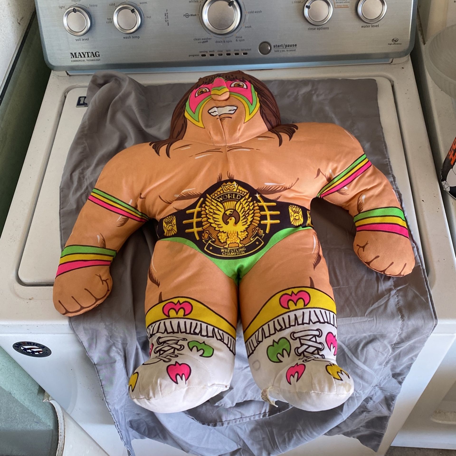 Vintage Tonka The Ultimate Warrior WWF Wrestling Buddy Plush Pillow 1990
