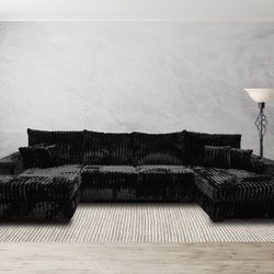Black Double Chaise Sectional 