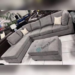 3 PC  Reversible Sectional Sofa Set With Ottoman 