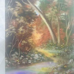 Oil On Canvas  G. Patterson #43   4-86  A Walk Among  Flowers 14x 18