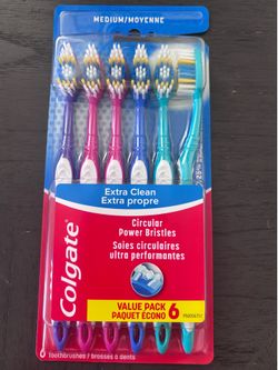 Colgate Extra Clean Medium Toothbrushes 6-Pack Circular Power Bristles
