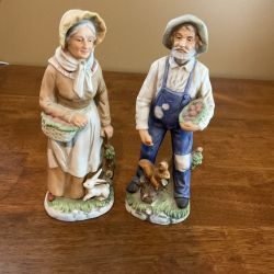 Homco Vintage Old Man and Old Woman Collection #1409 8” tall EUC very rare