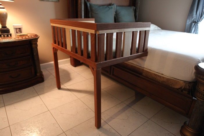 Handcrafted Mahogany Bedside Sidecar Crib