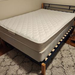 Full Size Bedframe, Boxspring, Mattress