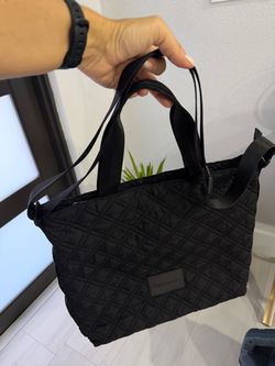 Tahari - Black Quilted Nylon Tote Bag