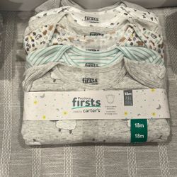 6 Piece Carter’s Short Sleeve Baby Bodysuits Size 18 Months/Trajecitos Para Bebés Talla 18 Meses, Marca Carter’s 6 Piezas 