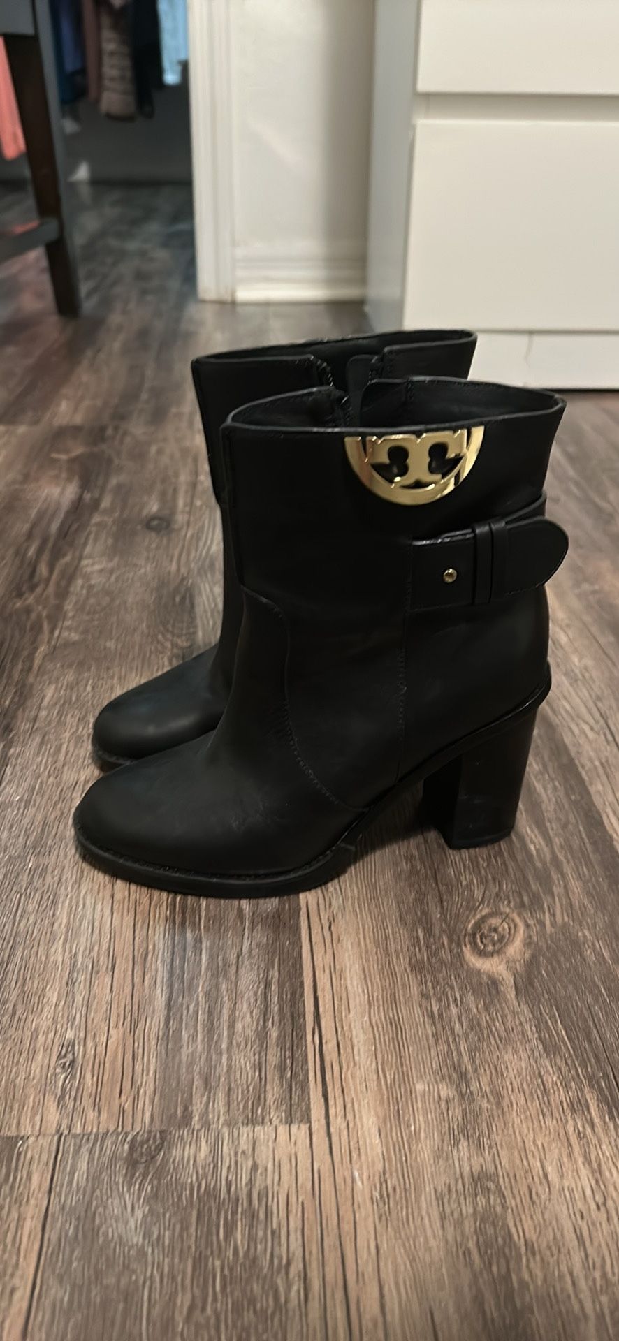 Black Leather Tory Burch Boots