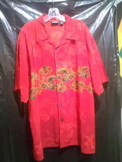 ODO - Vintage Y2K - Era Red Short Sleeve Button Down Dragon Shirt. Size 2XL