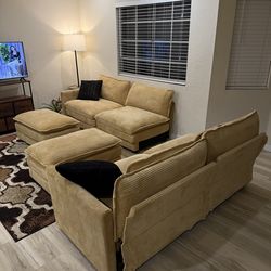 Sectional Sofa Set with 2 Ottomans