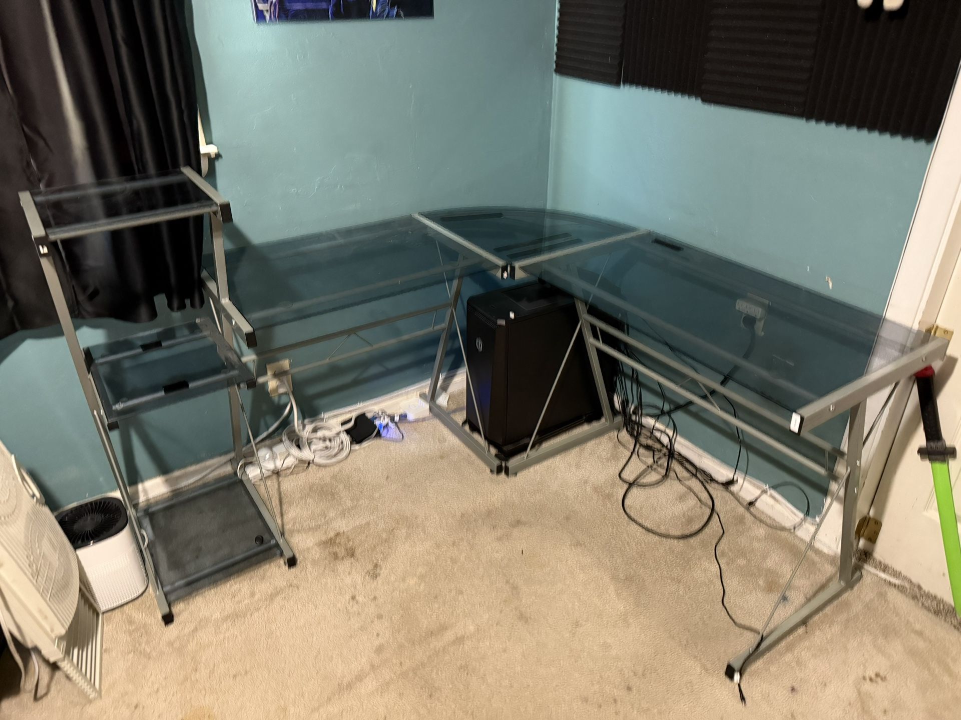 Glass L Desk