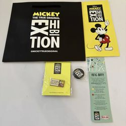 Mickey Mouse The True Original Exhibition Flyer Google Pin Bag 90 Years RARE!