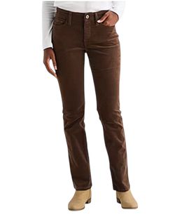 NWT St. John's Bay Women’s Mid Rise Straight Legs Brown Corduroy Pants – Size 6  
