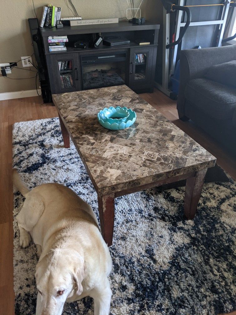 Brown Marble Style Coffee Table 