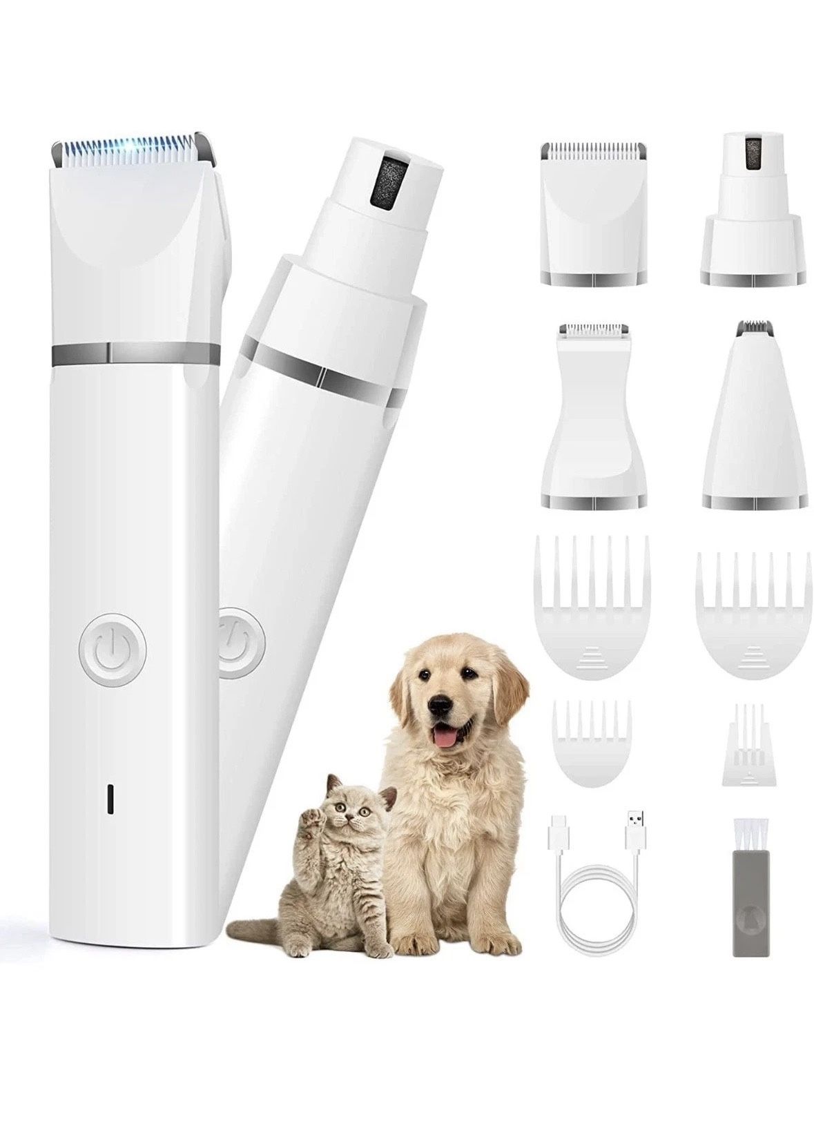 Dog Pet Clippers Grooming Kit Hair Low Noise Paw Trimmer Rechargeable Cordless