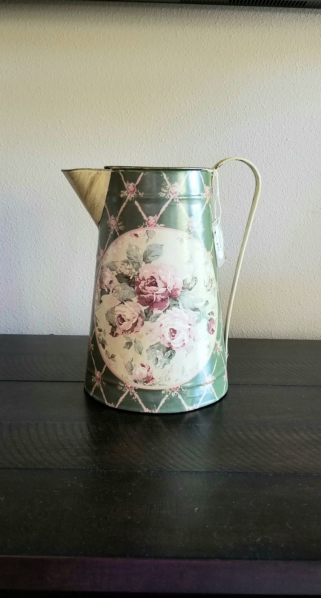 Metal Watering can Deco Pitcher 10.5"H x 5"Top x 7"Bottom Brand New! each $15