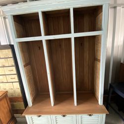 Large Hall Cabinet With 3 Cubby Holes 3 Drawers 3 Wardrobes With Hooks. Great Piece!  2 Pieces 